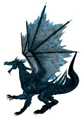 3D Rendering Fairy Tale Dragon on White