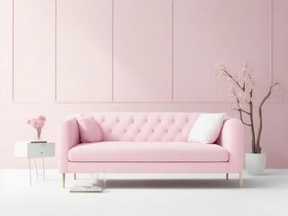 The modern interior design of the living room with pink sofa in Home Interior