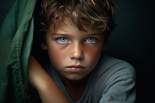 photo Capture a child's uncertainty and trepidation in a poignant portrait. Generative AI