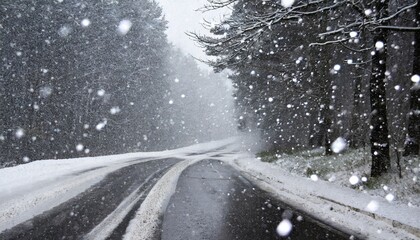 雪が降っている道路