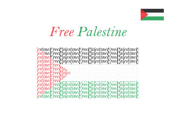 Free Palestine with letter Palestine. Vector illustration.
