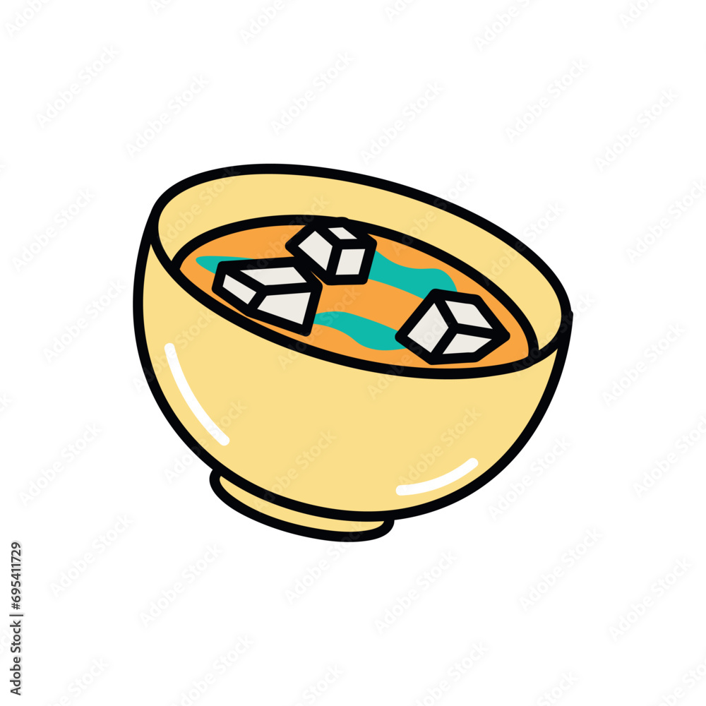 Fototapete soup of food colorful set. in this delightful illustration, design elements seamlessly merge with th