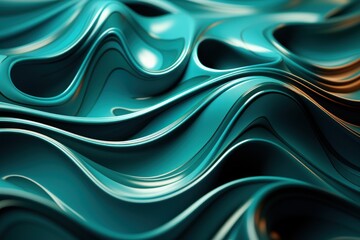  a computer generated image of a wave of blue and gold paint on a black background with a brown stripe at the bottom of the wave and bottom of the image.