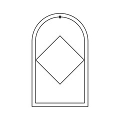 Trendy christmas winter linear arch frame. Modern minimalist aesthetic line element, geometric forms. Vector sparkle for social media or poster design, simple decorative boho style