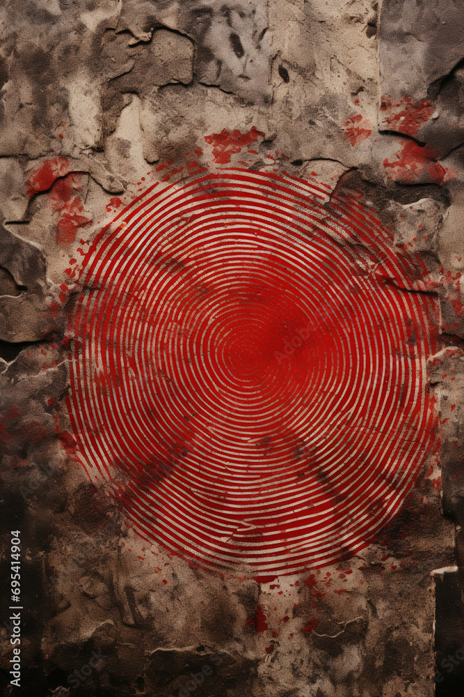 Aufkleber stylized fingerprint swirls over a background of old, weathered maps.
