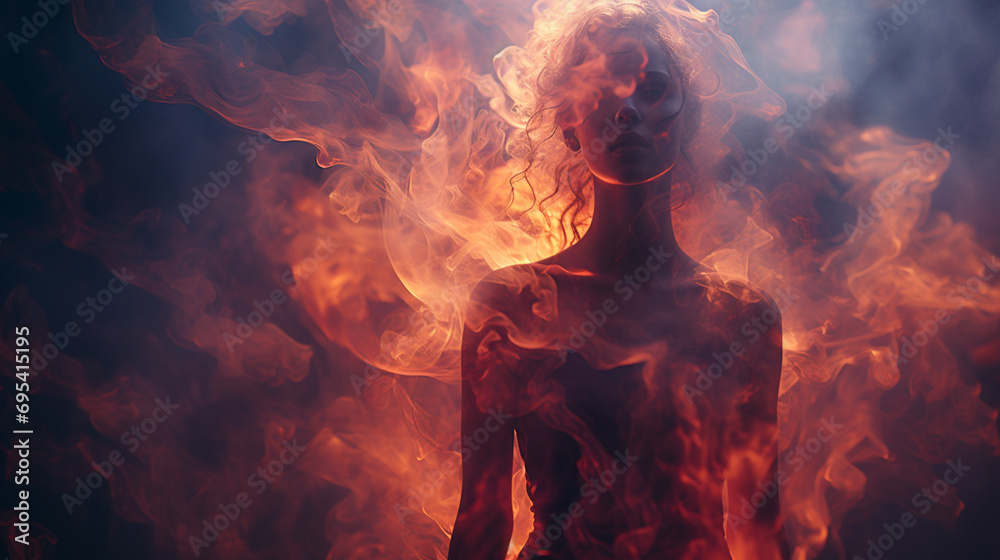 Poster An abstract, ethereal representation of a human intermingling with cosmic elements.