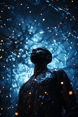 Naklejka premium Abstract depiction of a human figure with stars and constellations within.