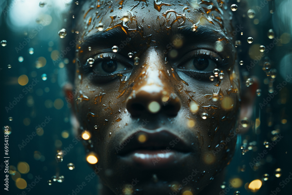 Poster A person with an inner universe, reflecting the concept of macrocosm within microcosm.