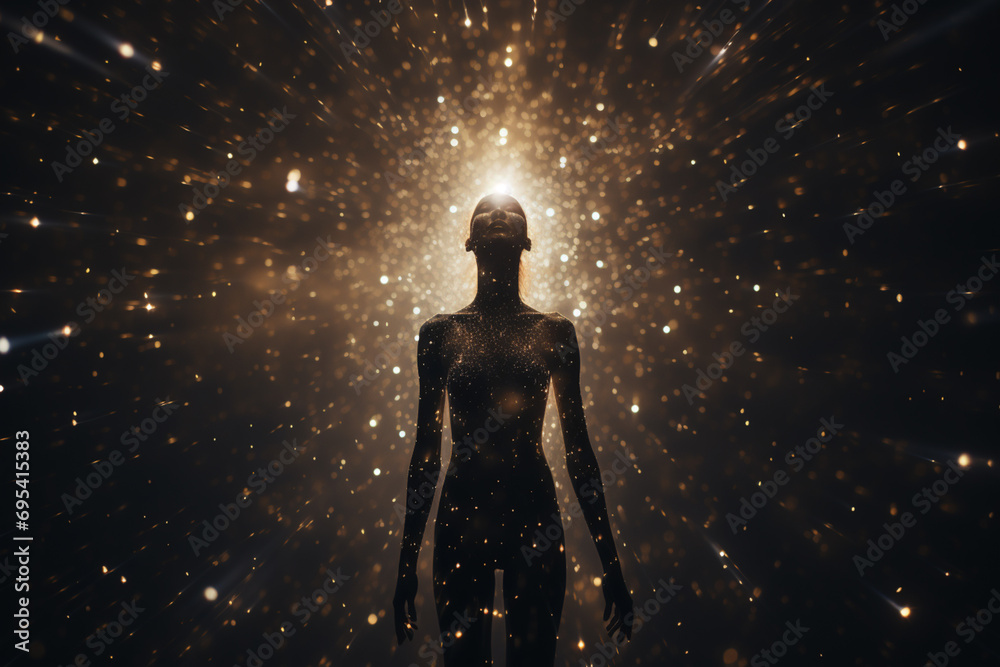 Poster Abstract, minimalist human form with a constellation pattern inside.