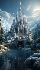 Foto op Canvas Magic Fairy Tale Princess Castle in Winter Wonderland. Magical Magical Magical Fairy Tale Princess Castle in Wonderland. © Iman