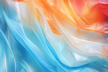 Close-up of a plastic bag with a color gradient, creating a visually appealing abstract pattern.