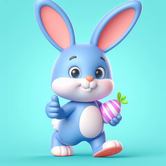 Cute easter bunny cartoon. Easter time. Card invitation. AI generated