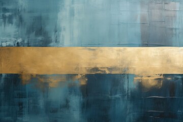  a painting of blue and gold with a white stripe on the bottom of the painting and a yellow stripe on the bottom of the painting on the bottom of the painting.