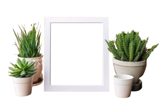 Mockup picture frame with white concave area on a beautiful shelf.On a transparent background. Isolated.