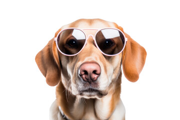 Dog wearing glasses on transparent background. Isolated.