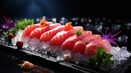 Blue fin fatty tuna sashimi. Ai generative