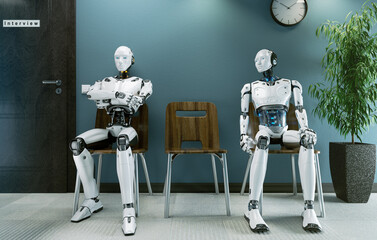 Robots in a queue for a job interview