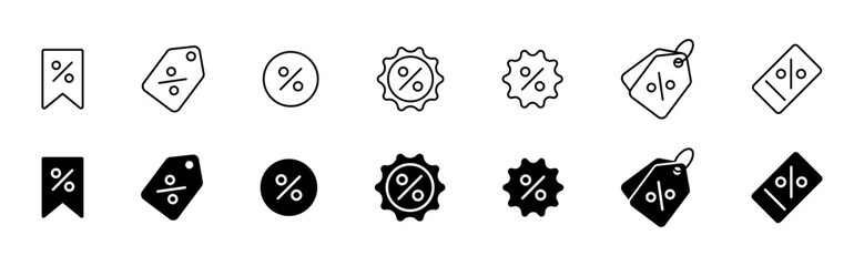 Discount promotion icon. Price discount tag icons. Promotion price tag icon collection