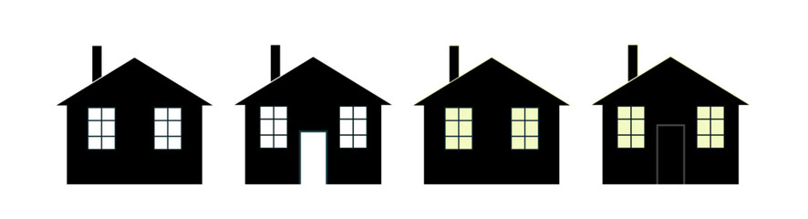 House vector illustration. Simple monochrome house. House under the light