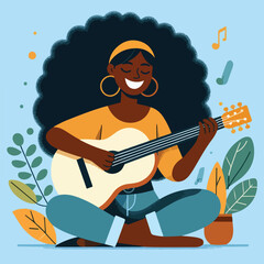 illustration of someone playing the guitar. flat design
