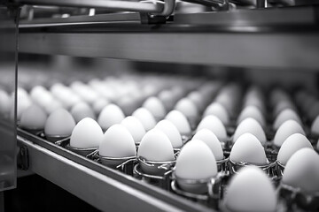 Production of chicken eggs, the process of production and sorting of chicken eggs in production