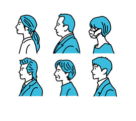 男女の横顔アイコンイラスト