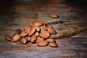 Some almonds on wood