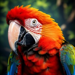 Beautiful parrot walking in the jungle