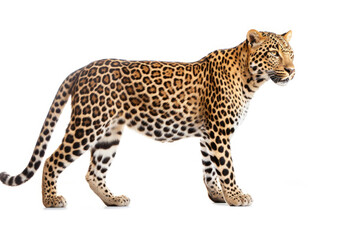 Amur leopard on white background