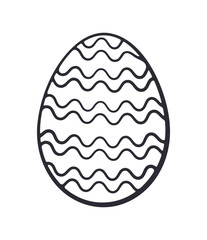 Easter egg with zigzag pattern. Vector illustration. Hand drawn Doodle. Design element Isolated on white background. Simple outline drawing in sketch style