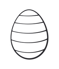 Easter egg with stripped pattern. Vector illustration. Hand drawn Doodle. Design element Isolated on white background. Simple outline drawing in sketch style