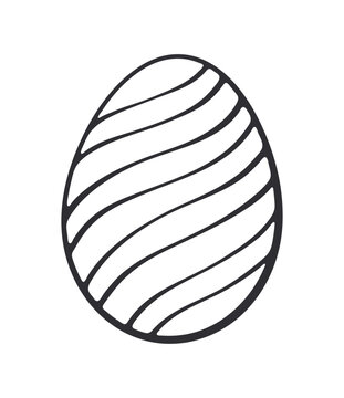 Easter egg with spiral pattern. Vector illustration. Hand drawn Doodle. Design element Isolated on white background. Simple outline drawing in sketch style