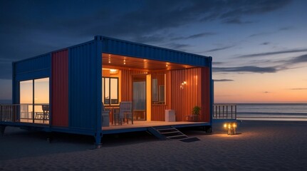 Fototapeta premium Beauty of a Double Container Home by the Beach