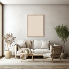 Beige Modern Interior Wall Art Frame Poster Mockup Instagram Post 