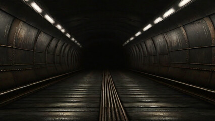3d render of the underground tunnel with light at the end of the tunnel.