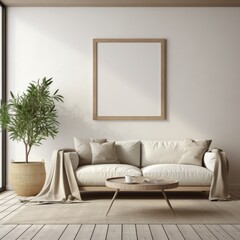 Neutral Aesthetic Living Room Wall Art Poster Frame Mockup Instagram Post .