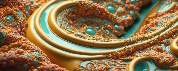 a close up of a blue and gold object