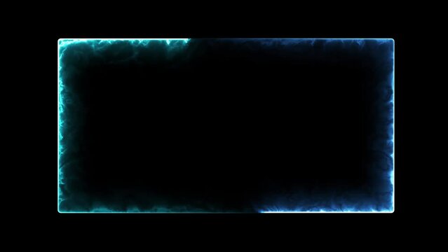 Seamless loop neon light rectangle frame border animated on black background 