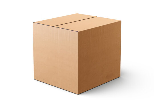  a cardboard box on a white background with a clipping path to the top of the box and the bottom of the box on the bottom of the box is empty.