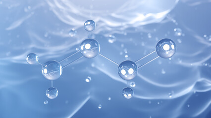 acrolein molecular structure, 3d model molecule, unsaturated aldehyde, structural chemical formula view from a microscope
