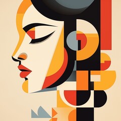 abstract beautiful girl portrait ,oil painting, Colorful background, cubism art style,vector illustration. Ideal for printing on fabric or canvas, poster or wallpaper