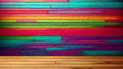 Colorful wood wall texture background.