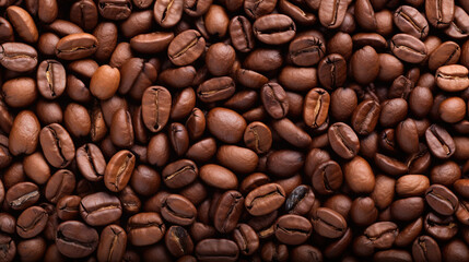 Fototapeta premium Coffee beans background. Top view. Close-up.