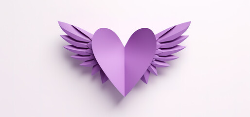 Fototapeta na wymiar Paper heart with wings 