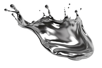 Mercury liquid splash. Cut out on transparent