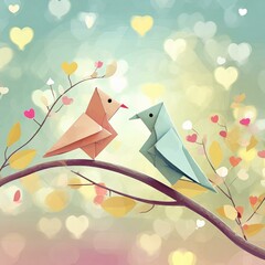 Romantic Valentine Couple Birds