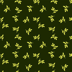 Chic and organic seamless pattern with leaves and herbs.