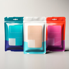 Plastic closure square pockets Design of packaging for a bagged towel product. Generative AI