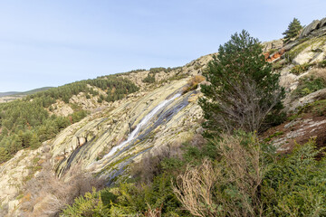 waterfall called Chorro Grande in the town of Granja de San Ildefonso in the province of Segovia, Spain
