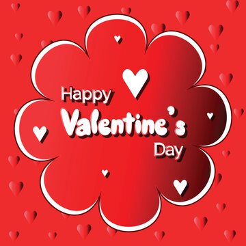 happy valentines day card vector design using background illustration with love hearts, flower and text